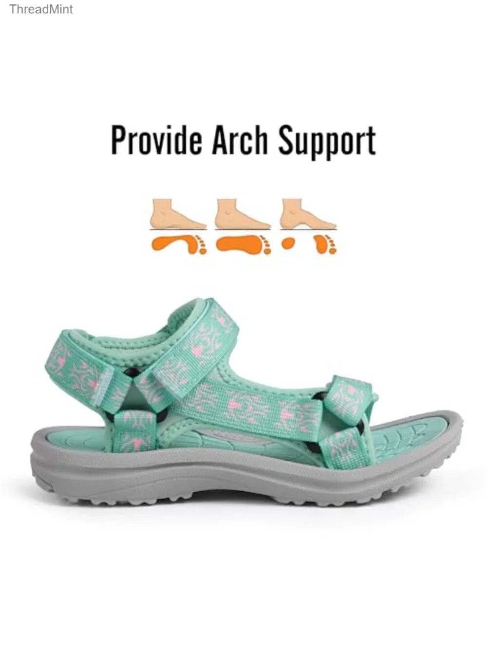 Unisex Kids Sport Sandals Lightweight Non-Slip Athletic Hook and Loop Open Toe